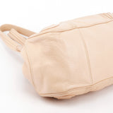 Beige Leather Kiss-Lock Tote Bag