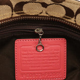 F13065 Sac cabas Hamptons en toile Signature beige et rose