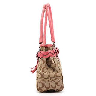 F13065 Beige Pink Signature Hamptons Tote Bag