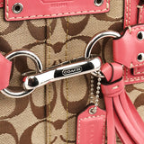 F13065 Sac cabas Hamptons en toile Signature beige et rose