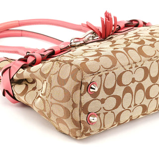 F13065 Beige Pink Signature Hamptons Tote Bag