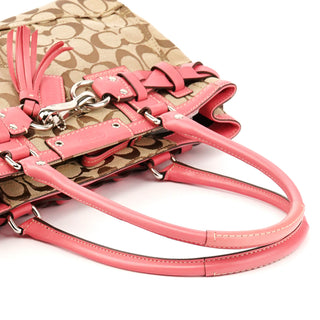 F13065 Beige Pink Signature Hamptons Tote Bag