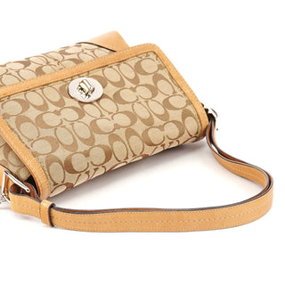 F13066 Beige Signature Turnlock 2-Way Shoulder Bag
