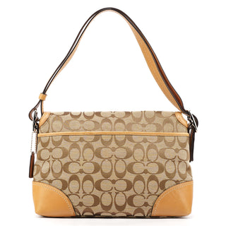 F13066 Beige Signature Turnlock 2-Way Shoulder Bag