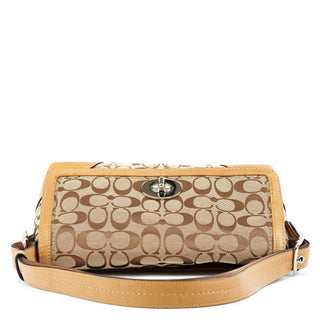 F13066 Beige Signature Turnlock 2-Way Shoulder Bag