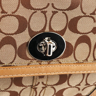 F13066 Beige Signature Turnlock 2-Way Shoulder Bag
