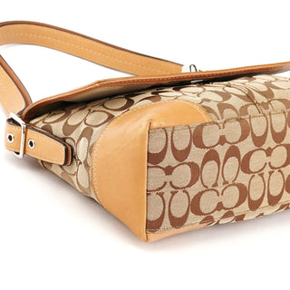F13066 Beige Signature Turnlock 2-Way Shoulder Bag