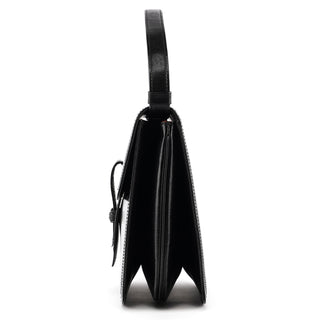 Vintage Black Leather Buckle Shoulder Bag