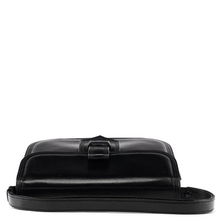 Vintage Black Leather Buckle Shoulder Bag