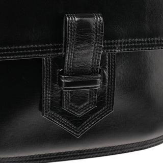 Vintage Black Leather Buckle Shoulder Bag