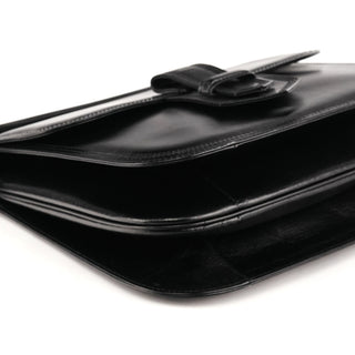 Vintage Black Leather Buckle Shoulder Bag