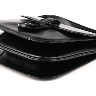 Vintage Black Leather Buckle Shoulder Bag
