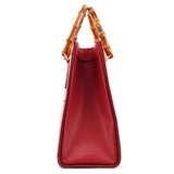 002 8260 Red Leather Diana Bamboo Tote Bag