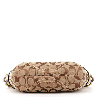 6424 Beige Brown Signature Studded Hobo Shoulder Bag