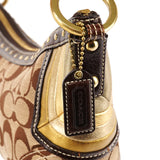 6424 Beige Brown Signature Studded Hobo Shoulder Bag