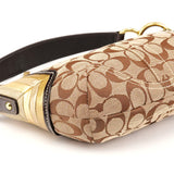 6424 Beige Brown Signature Studded Hobo Shoulder Bag