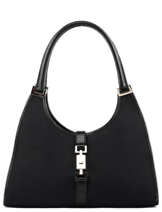 002 1067 Black Canvas Jackie Shoulder Bag
