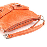 19768 Multi-Pocket 2-Way Bag aus orangefarbenem Leder