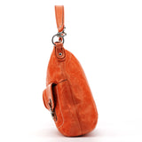 19768 Multi-Pocket 2-Way Bag aus orangefarbenem Leder