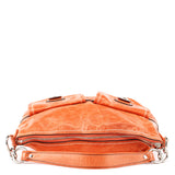 19768 Multi-Pocket 2-Way Bag aus orangefarbenem Leder