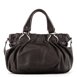 Dark Brown Leather Pillow 2-Way Bag