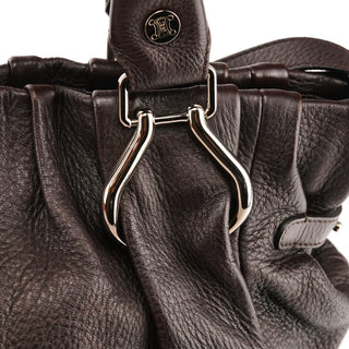 Dark Brown Leather Pillow 2-Way Bag