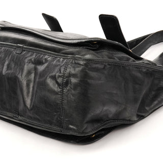 Black Leather Bay Tote Bag