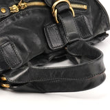 Black Leather Bay Tote Bag