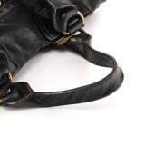 Black Leather Bay Tote Bag