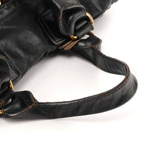 Black Leather Bay Tote Bag