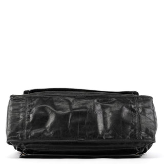 Black Leather Bay Tote Bag