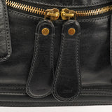 Black Leather Bay Tote Bag