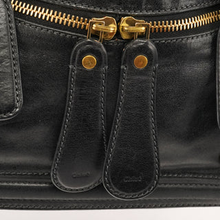 Black Leather Bay Tote Bag