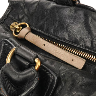 Black Leather Bay Tote Bag