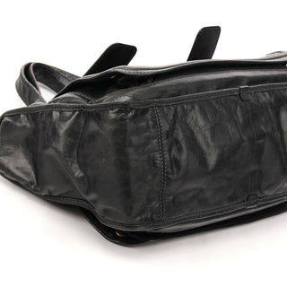 Black Leather Bay Tote Bag