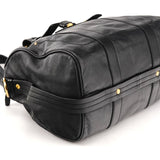 Black Leather Turnlock 2-Way Tote Bag