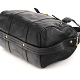 Black Leather Turnlock 2-Way Tote Bag