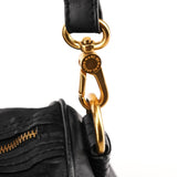 Black Leather Turnlock 2-Way Tote Bag