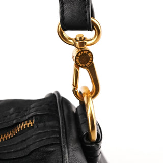 Black Leather Turnlock 2-Way Tote Bag