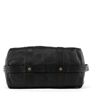 Black Leather Turnlock 2-Way Tote Bag
