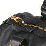 Black Leather Turnlock 2-Way Tote Bag