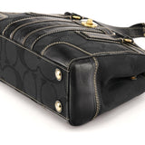 11626 Black Signature Canvas Turnlock Tote Bag