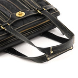 11626 Black Signature Canvas Turnlock Tote Bag