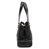 11626 Black Signature Canvas Turnlock Tote Bag