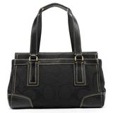 11626 Black Signature Canvas Turnlock Tote Bag