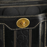 11626 Black Signature Canvas Turnlock Tote Bag