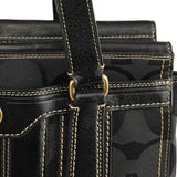11626 Black Signature Canvas Turnlock Tote Bag