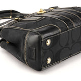 11626 Black Signature Canvas Turnlock Tote Bag