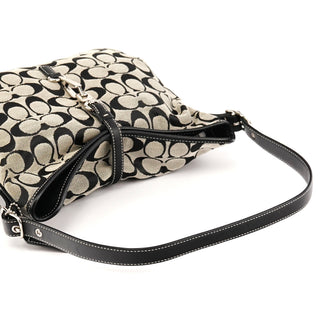 6845 Grey Black Signature Hobo Shoulder Bag