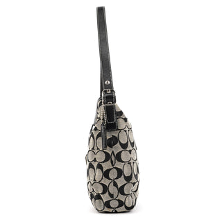 6845 Grey Black Signature Hobo Shoulder Bag
